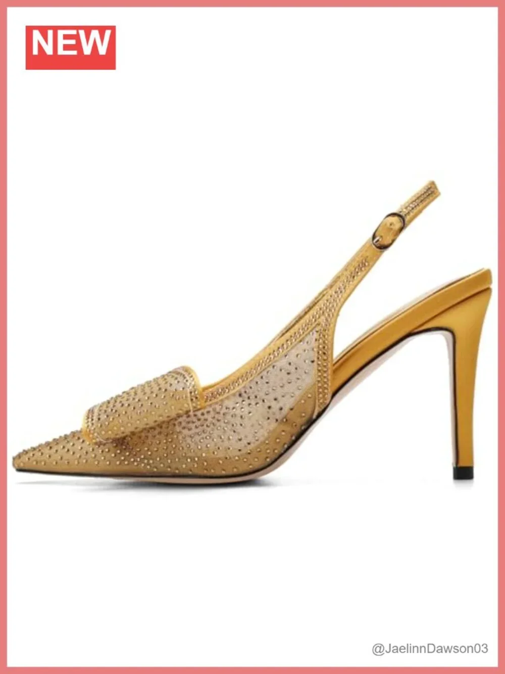 Women's Rhinestone Mesh Slingback Pumps Bow Pointed Toe Stiletto Heels